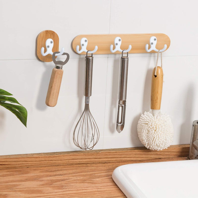 IBosins 8 Pack Heavy Duty Double Prong Coat Hooks Wall Mounted with 16 Screws Retro Double Hooks Utility Hooks for Coat, Scarf, Bag, Towel, Key, Cap, Cup, Hat - Image 3